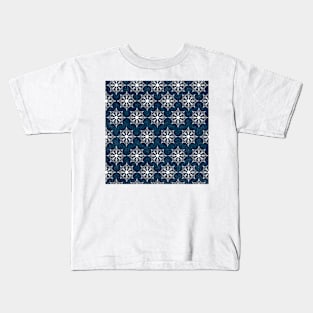 Snowflake Flower Pattern - Teal Kids T-Shirt